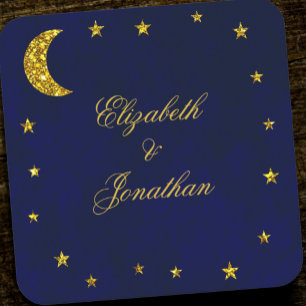 Posavasos Cuadrado De Papel Boda Celestial Nocturno