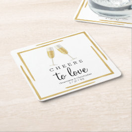 Posavasos Cuadrado De Papel Boda Coaster | Saludos de oro a la servilleta de p