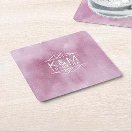 Posavasos Cuadrado De Papel Boda de acuarela Lilac ID654