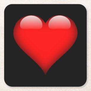 Posavasos Cuadrado De Papel Boda de amor de moda del corazón rojo