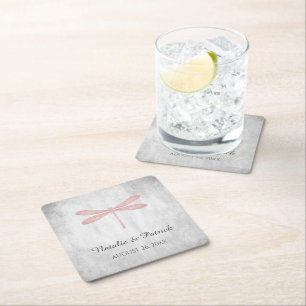 Posavasos Cuadrado De Papel Boda de Beber Rosa