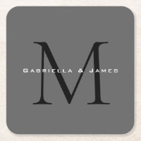 Boda de caligrafía gris negro monogramado