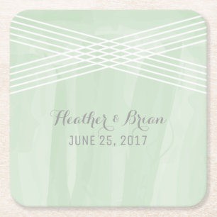 Posavasos Cuadrado De Papel Boda de decoración de color de agua verde