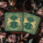 Posavasos Cuadrado De Papel Boda de espada medieval del León Real Verde<br><div class="desc">¡Añade encanto real a tu escapada de mesa! Estos cascos de boda a medida presentan un majestuoso diseño de león y floral con sus nombres y monograma, todo de oro lujoso contra un fondo verde. Perfecto para una festividad medieval con elegancia intemporal. El oro que aparece en este artículo NO...</div>