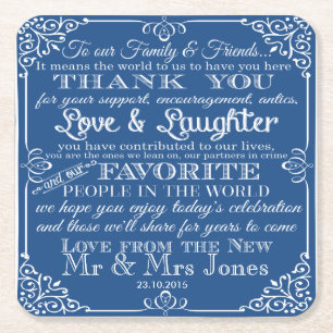 Posavasos Cuadrado De Papel boda de favores personalizado