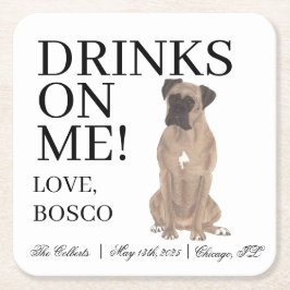 Posavasos Cuadrado De Papel Boda de Fawn Masked Boxer