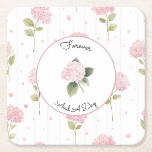 Posavasos Cuadrado De Papel Boda de Flores Rosas Bonitas