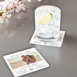 Posavasos Cuadrado De Papel Boda de fotografía de compromiso Guardar la fecha<br><div class="desc">La boda de fotos de compromiso salva la montaña de fechas. Diseño sencillo y moderno,  personalizado con tu foto,  fecha boda y tus nombres.</div>