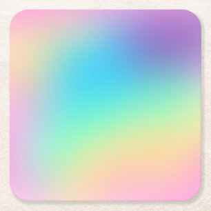 Posavasos Cuadrado De Papel Boda de gradiente de arcoiris Pastel