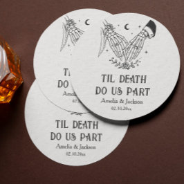 Posavasos Cuadrado De Papel Boda de Halloween Vintage Gótico Hasta la Muerte