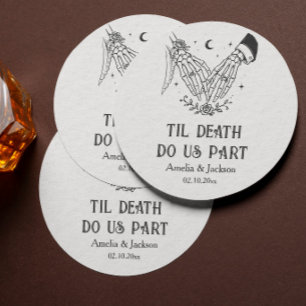 Posavasos Cuadrado De Papel Boda de Halloween Vintage Gótico Hasta la Muerte