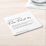 Posavasos Cuadrado De Papel Boda de hechos de Black White clásico minimalista<br><div class="desc">Una idea única y divertida para actualizar sus bodas. Personaliza estas tardes con datos divertidos sobre la pareja. Haga múltiples datos divertidos sobre las galletas de la novia y el novio en su boda, utilice esta plantilla y haga que los invitados hablen, un gran rompehielos, que encuentren más a lo...</div>