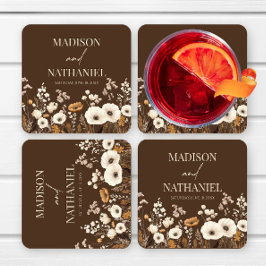 Posavasos Cuadrado De Papel Boda de Jardín Floral Silvestre Boho