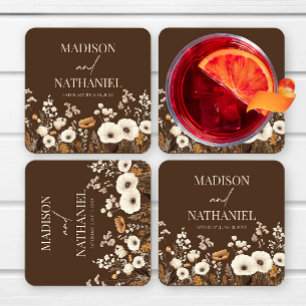 Posavasos Cuadrado De Papel Boda de Jardín Floral Silvestre Boho