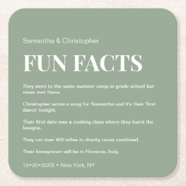 Posavasos Cuadrado De Papel Boda de la lista de hechos del Personalizado verde