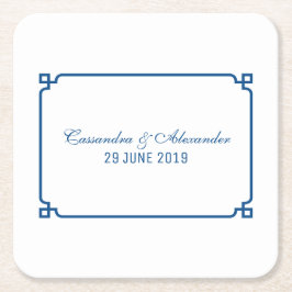 Posavasos Cuadrado De Papel Boda de Moda de Deco Azul Lapis