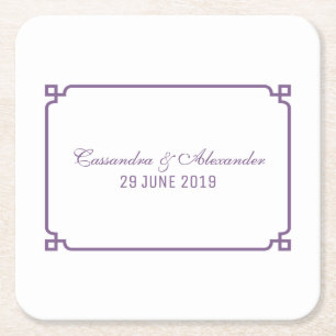 Posavasos Cuadrado De Papel Boda de Moda de deco morado