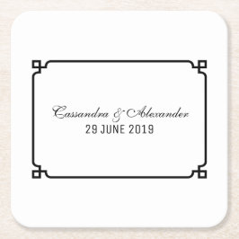 Posavasos Cuadrado De Papel Boda de Moda de Deco Negro