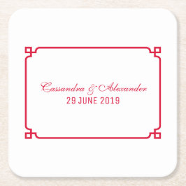 Posavasos Cuadrado De Papel Boda de Moda de Deco Rojo
