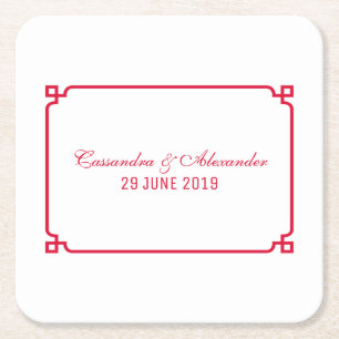 Posavasos Cuadrado De Papel Boda de Moda de Deco Rojo