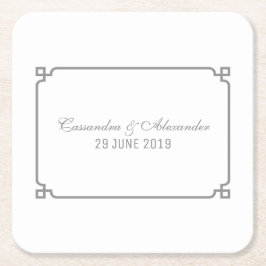Posavasos Cuadrado De Papel Boda de Moda gris deco