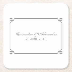 Posavasos Cuadrado De Papel Boda de Moda gris deco