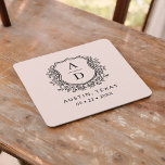 Posavasos Cuadrado De Papel Boda de Monograma Floral Rosa Rubor Escudo moderno<br><div class="desc">Añada un toque elegante a su celebración con la escayola de papel cuadrada del Escudo Monograma Moderno. Con un sofisticado diseño de escudo de monograma, estas galerías son perfectas para bodas, fiestas de compromiso o duchas de novias. La elegante forma cuadrada y el papel absorbente de alta calidad protegen las...</div>