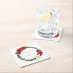 Posavasos Cuadrado De Papel Boda de Navidades clásicos simples<br><div class="desc">Esta sencilla y clásica montaña de papel cuadrado boda de Navidades presenta un fondo blanco brillante y limpio con letras minimalistas en negro y oro y acentos caligráficos manuscritos. Los adornos de hermosos y clásicos coronas verdes y rojas de Navidades con delicadas características de oro crean una perfecta estética de...</div>