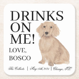 Posavasos Cuadrado De Papel Boda de Perro Dachshund rojo inglés