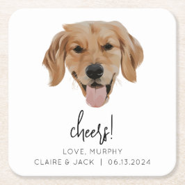 Posavasos Cuadrado De Papel Boda de perro personalizado Papel Cocina de montañ
