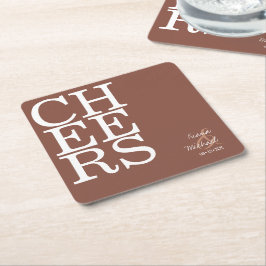 Posavasos Cuadrado De Papel Boda de Reflexiones Cheers Clay ID774