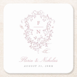 Posavasos Cuadrado De Papel Boda de tela rosada Papel asador de papel Chinoise