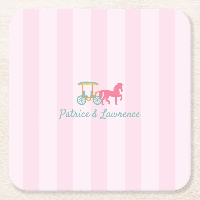 Posavasos Cuadrado De Papel Boda de transporte de la isla Mackinac (Anverso)