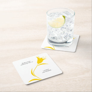 POSAVASOS CUADRADO DE PAPEL BODA DE TULIP AMARILLO MOD