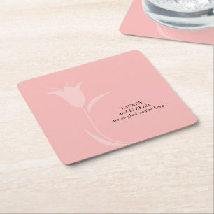 POSAVASOS CUADRADO DE PAPEL BODA DE TULIPÁN ROSA MOD