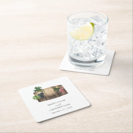 Posavasos Cuadrado De Papel Boda de viñedos de barril de vino ruso