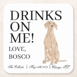 Posavasos Cuadrado De Papel Boda de Vizsla personalizada