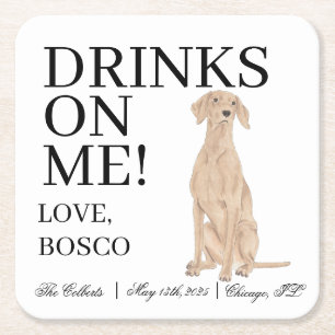 Posavasos Cuadrado De Papel Boda de Vizsla personalizada