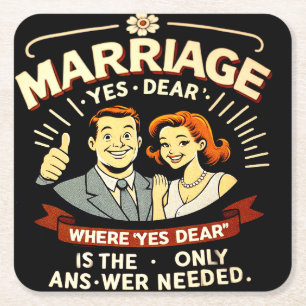 Posavasos Cuadrado De Papel Boda Divertida, Regalo de Aniversario