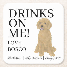 Posavasos Cuadrado De Papel Boda Doodle Doodle