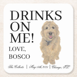 Posavasos Cuadrado De Papel Boda Doodle Doodle