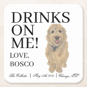 Posavasos Cuadrado De Papel Boda Doodle Doodle