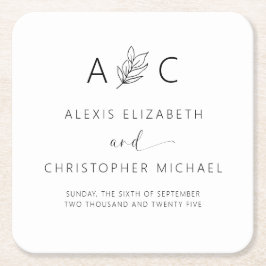 Posavasos Cuadrado De Papel Boda elegante Minimalista moderna