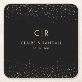 Posavasos Cuadrado De Papel Boda elegante Purpurina de oro