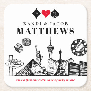 Posavasos Cuadrado De Papel Boda elegante y divertida en Las Vegas