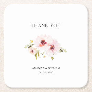 Posavasos Cuadrado De Papel Boda floral personalizado en favor de la escayola 