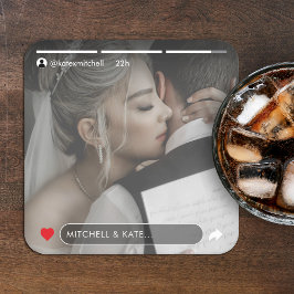 Posavasos Cuadrado De Papel Boda fotográfico de artículos de medios sociales