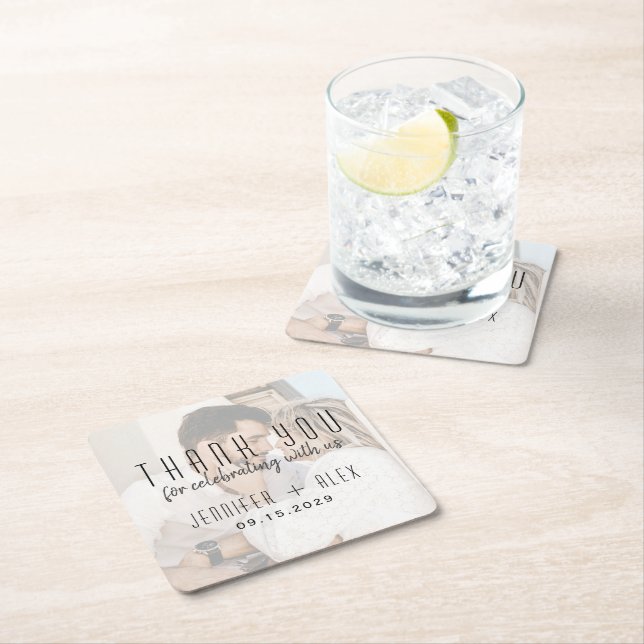 Posavasos Cuadrado De Papel Boda fotográfico Gracias Pascua (In situ)