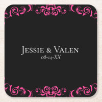 Boda gótico de Swirl Hot Pink and Black Swirl