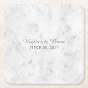 Posavasos Cuadrado De Papel Boda Gray Elegant Marble